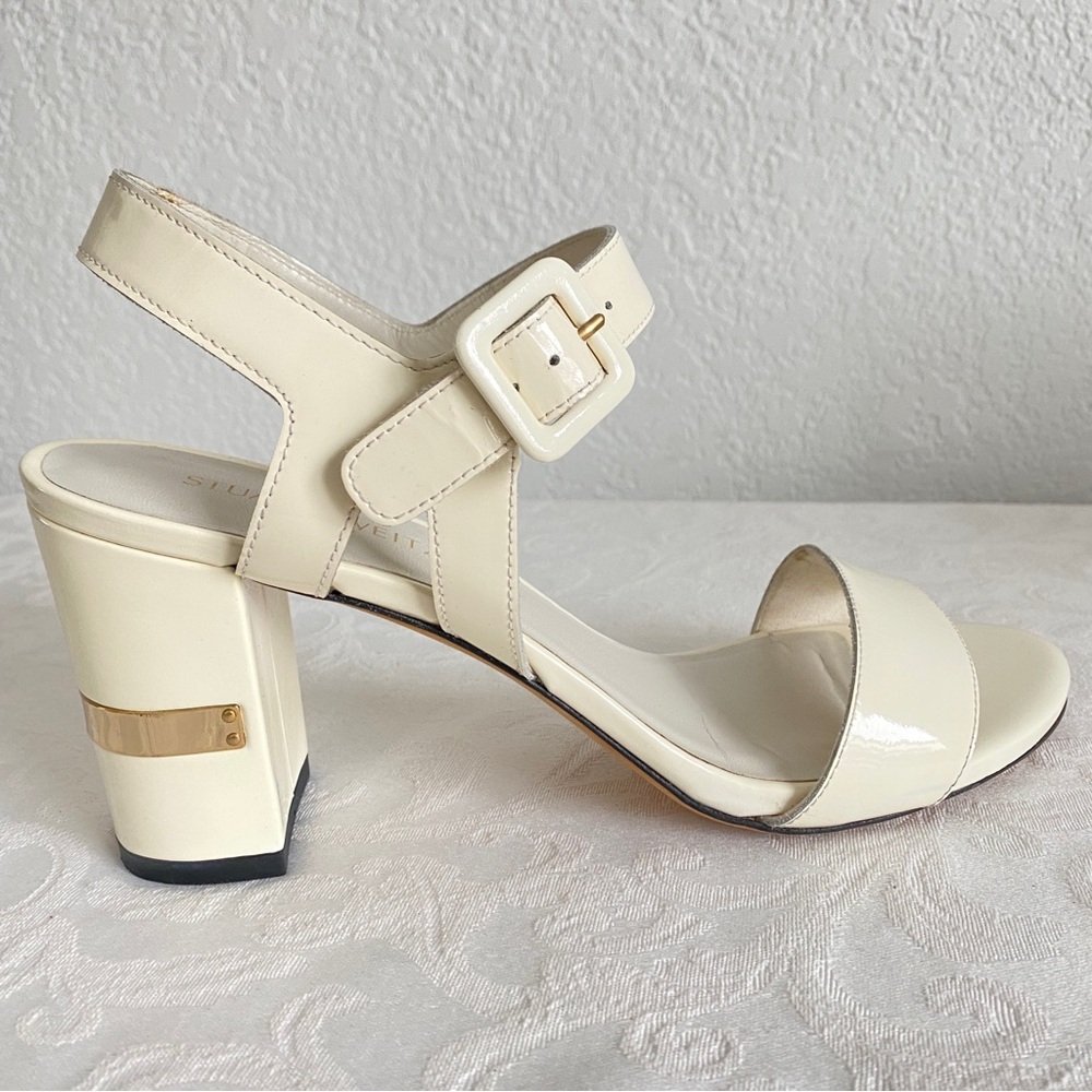 Stuart Weitzman Cream Patent leather ankle strap Sandals